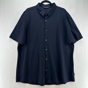 7 Diamonds American ME Shirt Mens XXL Button Up Short Sleeve Stretchy Navy Blue